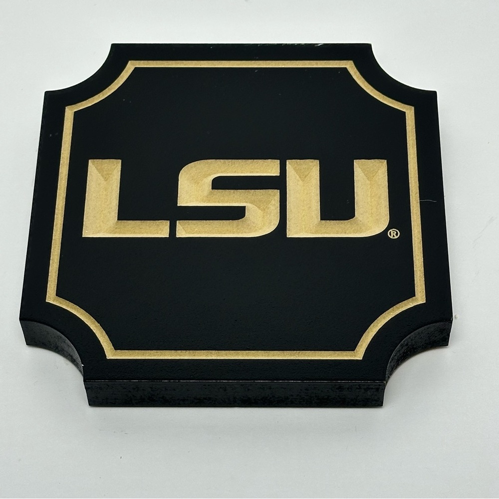 LSU Black and Gold Wood Carved Plaque New Collectors Home Decor